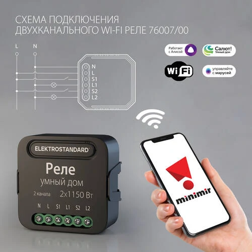 Умное двухканальное реле 76007/00 (Elektrostandard, a059326) - Amppa.ru